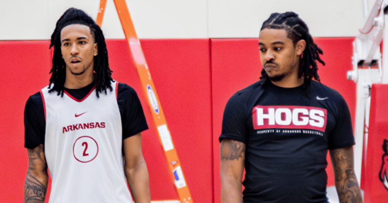 Tyler Ulis and Boogie Fland at Arkansas basketball practice